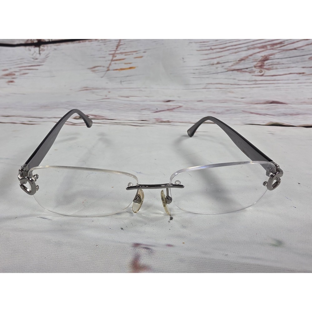 Michael Kors Rimless Eyeglasses Rectangular Silver Black Frames MK 001 52-18-135